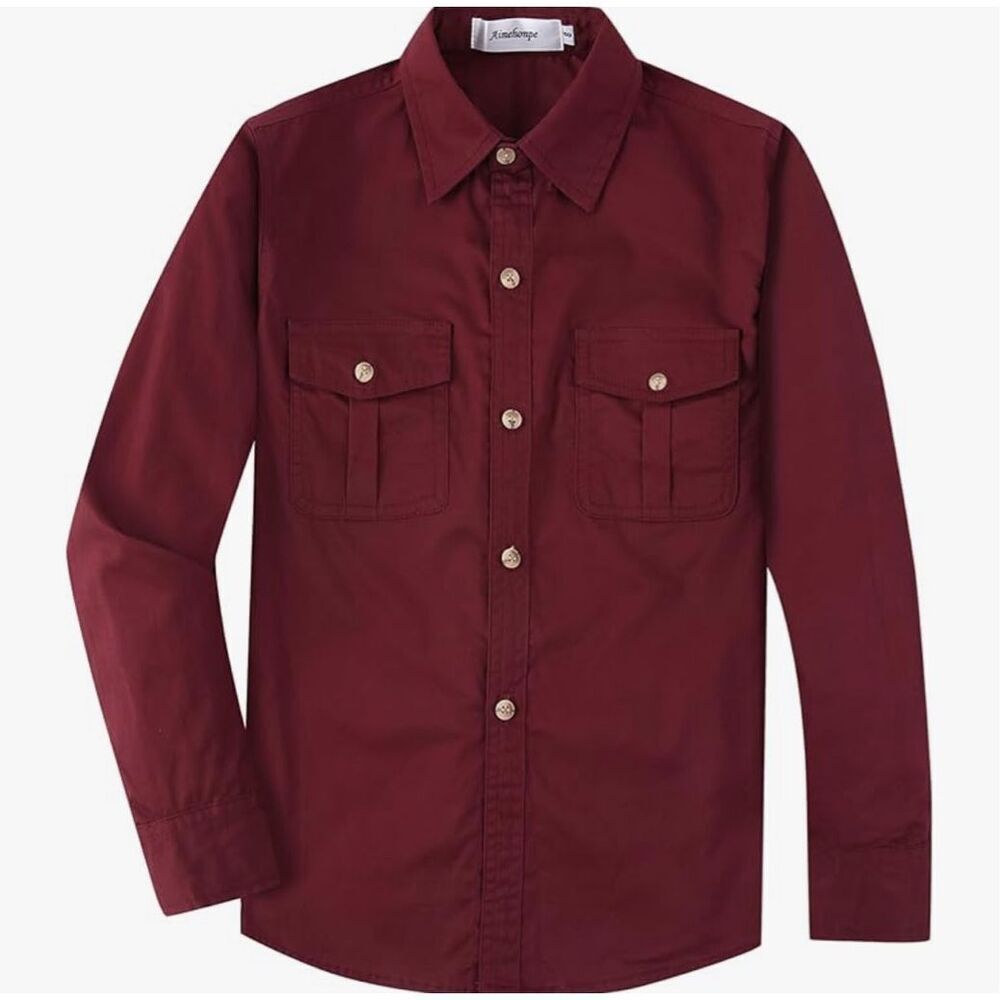 NEW Boys Button Down Western Long Sleeve Classic Cotton 16